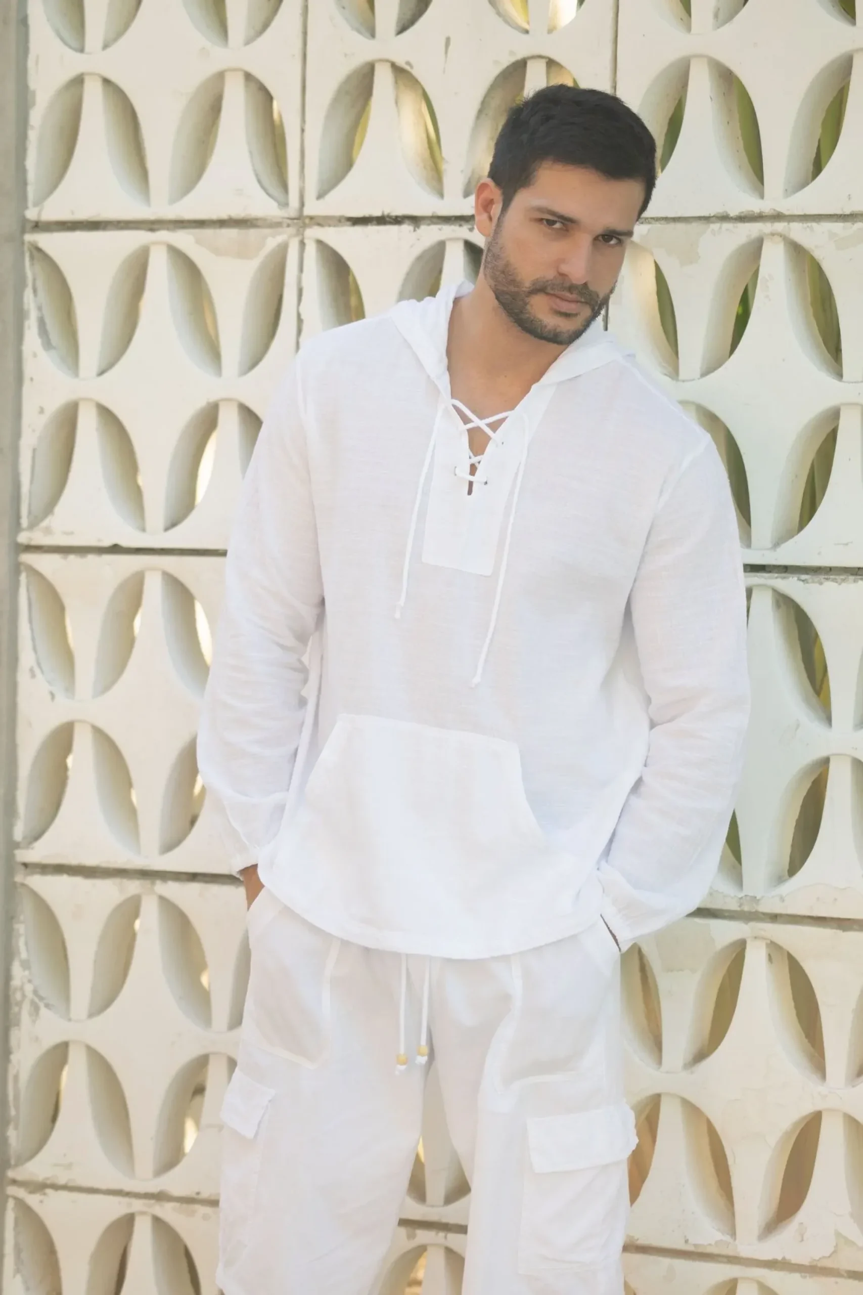 Blanco By Nature Armani Laced Hoodie Pullover Top> Shop Men