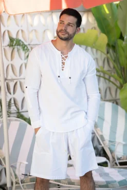 Blanco By Nature Milos Laced Long Sleeve Top><noscript><img width=